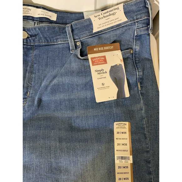 New LEVI STRAUSS SIGNATURE WOMEN 20/35W MID-RISE BOOTCUT STRETCH DENIM JEANS NWT - Picture 1 of 8
